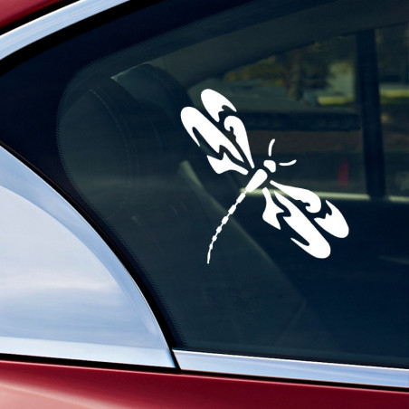 Autocollant pour Voiture Vinyle Libellule Couleur Blanc