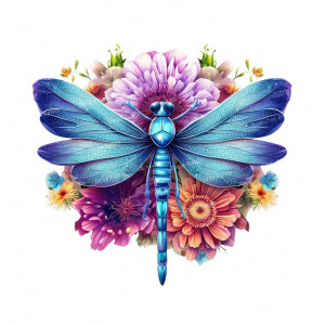 Autocollant Mural PVC Libellule Bleue Brillante