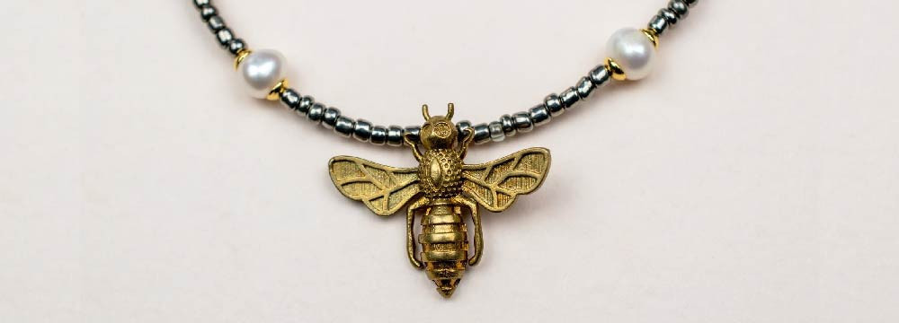 Collar de abeja y colgante: plata, chapado oro, regalo